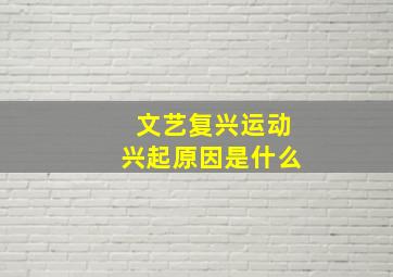 文艺复兴运动兴起原因是什么