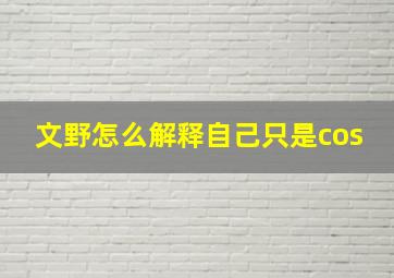 文野怎么解释自己只是cos