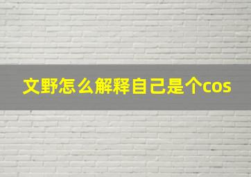 文野怎么解释自己是个cos