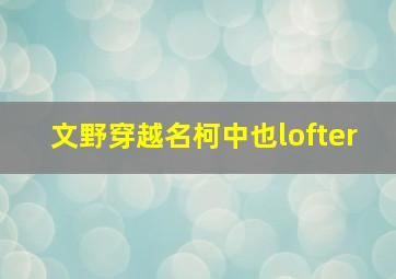 文野穿越名柯中也lofter