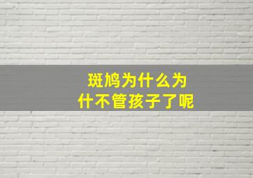 斑鸠为什么为什不管孩子了呢