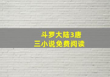 斗罗大陆3唐三小说免费阅读