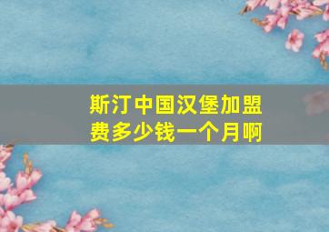 斯汀中国汉堡加盟费多少钱一个月啊