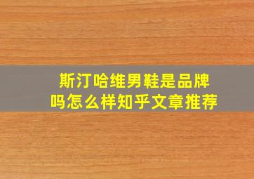 斯汀哈维男鞋是品牌吗怎么样知乎文章推荐