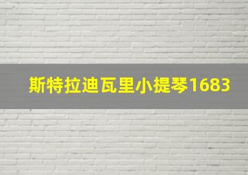 斯特拉迪瓦里小提琴1683