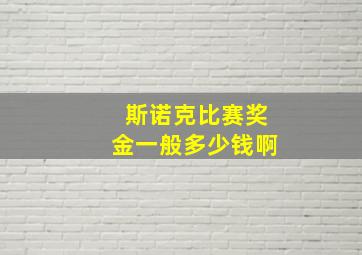 斯诺克比赛奖金一般多少钱啊