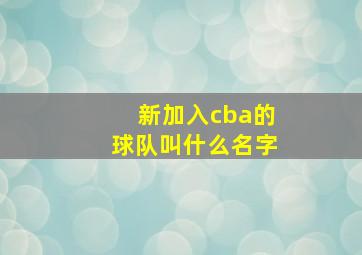 新加入cba的球队叫什么名字