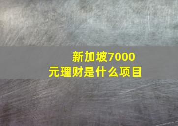 新加坡7000元理财是什么项目