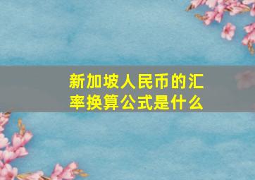 新加坡人民币的汇率换算公式是什么