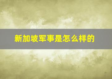 新加坡军事是怎么样的