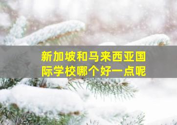 新加坡和马来西亚国际学校哪个好一点呢