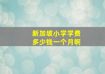 新加坡小学学费多少钱一个月啊