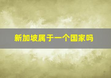 新加坡属于一个国家吗