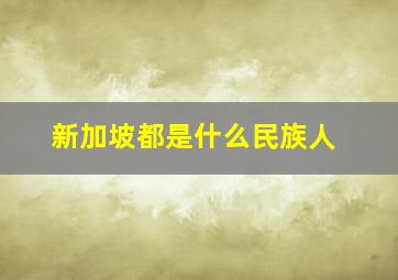 新加坡都是什么民族人