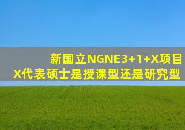 新国立NGNE3+1+X项目X代表硕士是授课型还是研究型