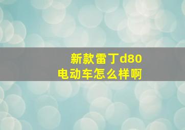 新款雷丁d80电动车怎么样啊