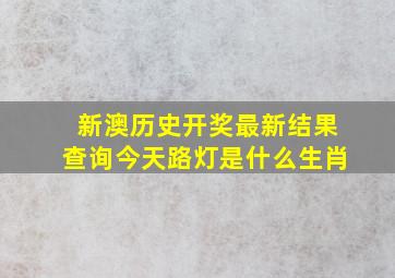 新澳历史开奖最新结果查询今天路灯是什么生肖