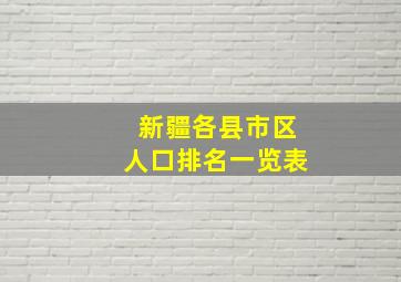 新疆各县市区人口排名一览表