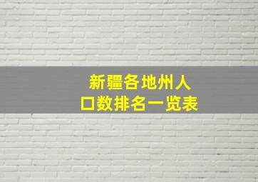 新疆各地州人口数排名一览表