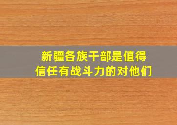 新疆各族干部是值得信任有战斗力的对他们