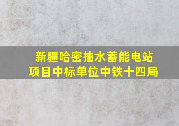 新疆哈密抽水蓄能电站项目中标单位中铁十四局