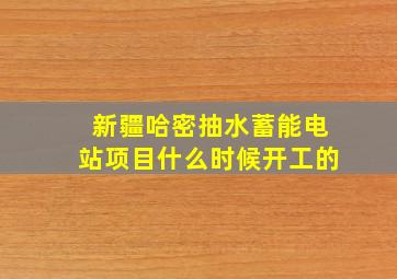 新疆哈密抽水蓄能电站项目什么时候开工的