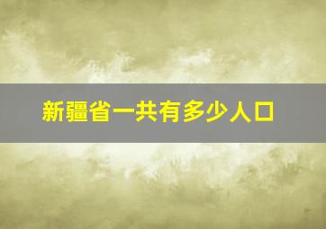 新疆省一共有多少人口