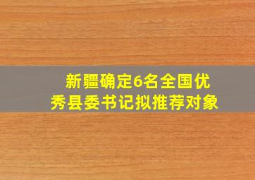 新疆确定6名全国优秀县委书记拟推荐对象