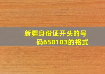 新疆身份证开头的号码650103的格式