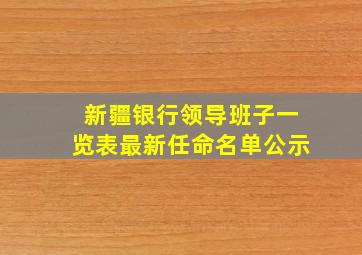 新疆银行领导班子一览表最新任命名单公示