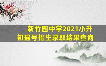 新竹园中学2021小升初摇号招生录取结果查询