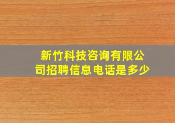 新竹科技咨询有限公司招聘信息电话是多少