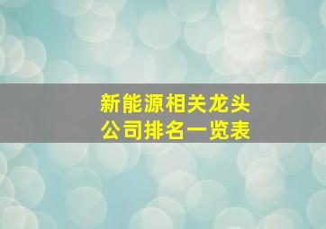 新能源相关龙头公司排名一览表