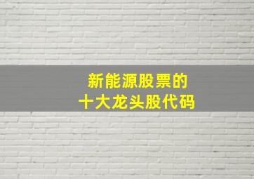 新能源股票的十大龙头股代码