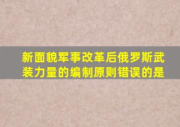 新面貌军事改革后俄罗斯武装力量的编制原则错误的是