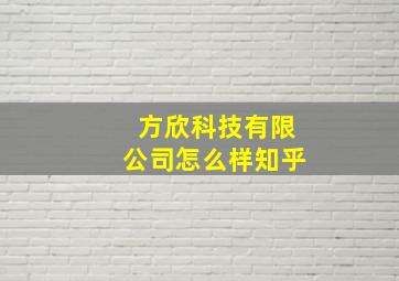 方欣科技有限公司怎么样知乎