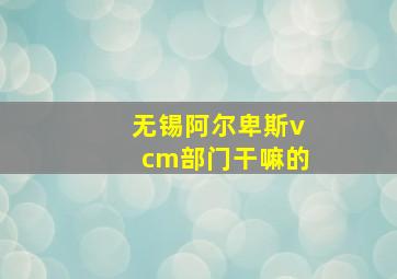 无锡阿尔卑斯vcm部门干嘛的