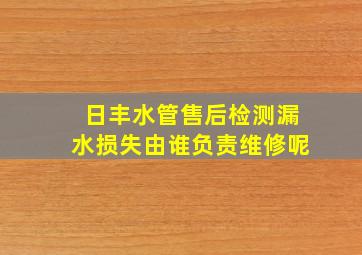 日丰水管售后检测漏水损失由谁负责维修呢