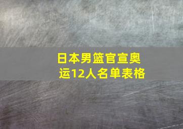 日本男篮官宣奥运12人名单表格