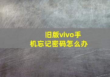 旧版vivo手机忘记密码怎么办