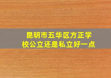 昆明市五华区方正学校公立还是私立好一点