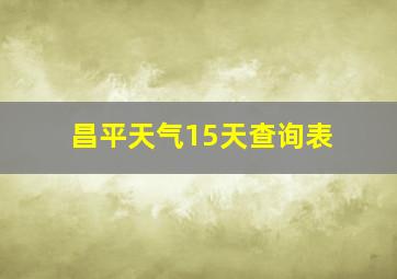 昌平天气15天查询表