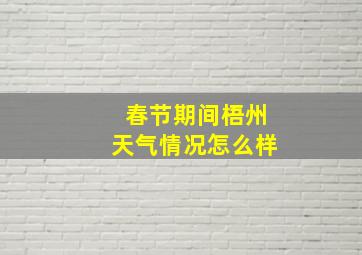 春节期间梧州天气情况怎么样