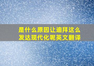 是什么原因让迪拜这么发达现代化呢英文翻译