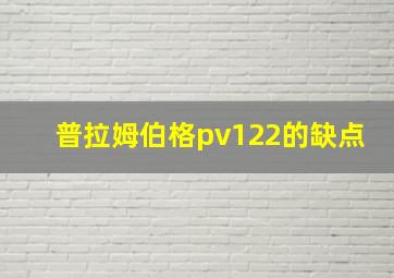 普拉姆伯格pv122的缺点