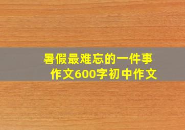 暑假最难忘的一件事作文600字初中作文