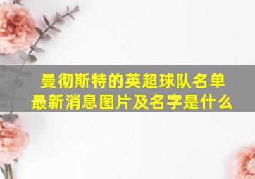 曼彻斯特的英超球队名单最新消息图片及名字是什么