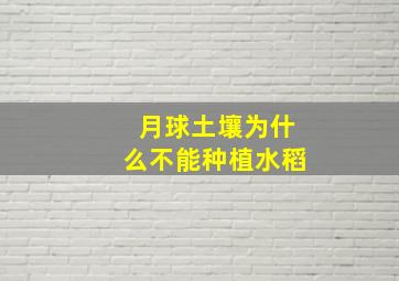 月球土壤为什么不能种植水稻