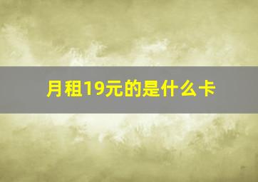 月租19元的是什么卡