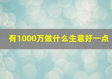 有1000万做什么生意好一点